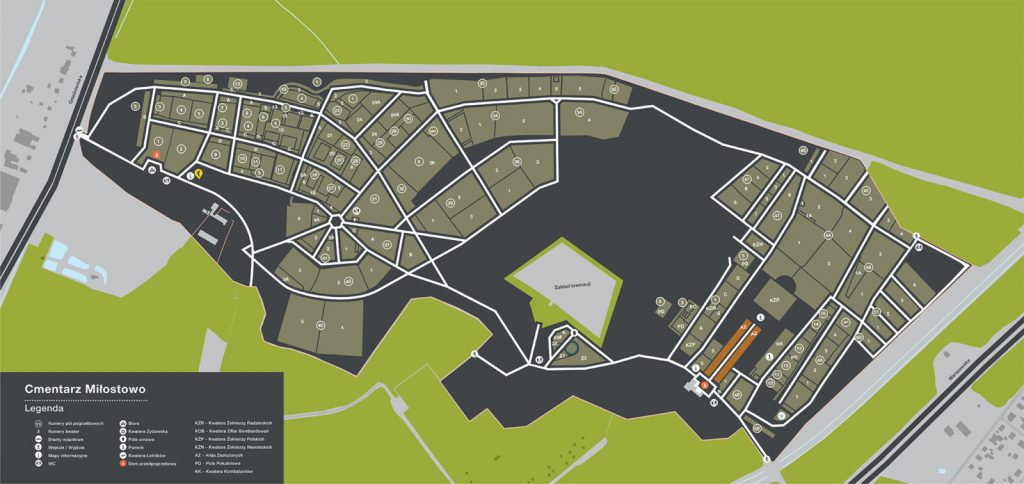 Swarzedzki cmentarz komunalny Milostowo mapa