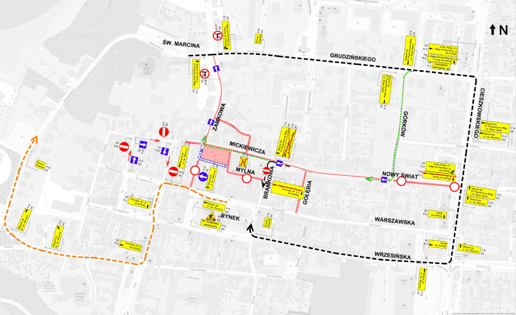 Po centrum jeździmy inaczej! 1 Mapka centrum objazdy