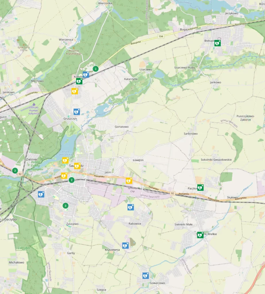 Swarzędzanie chcą zadbać o bezpieczeństwo 1 OpenAEDmap stan na 15 10 2024